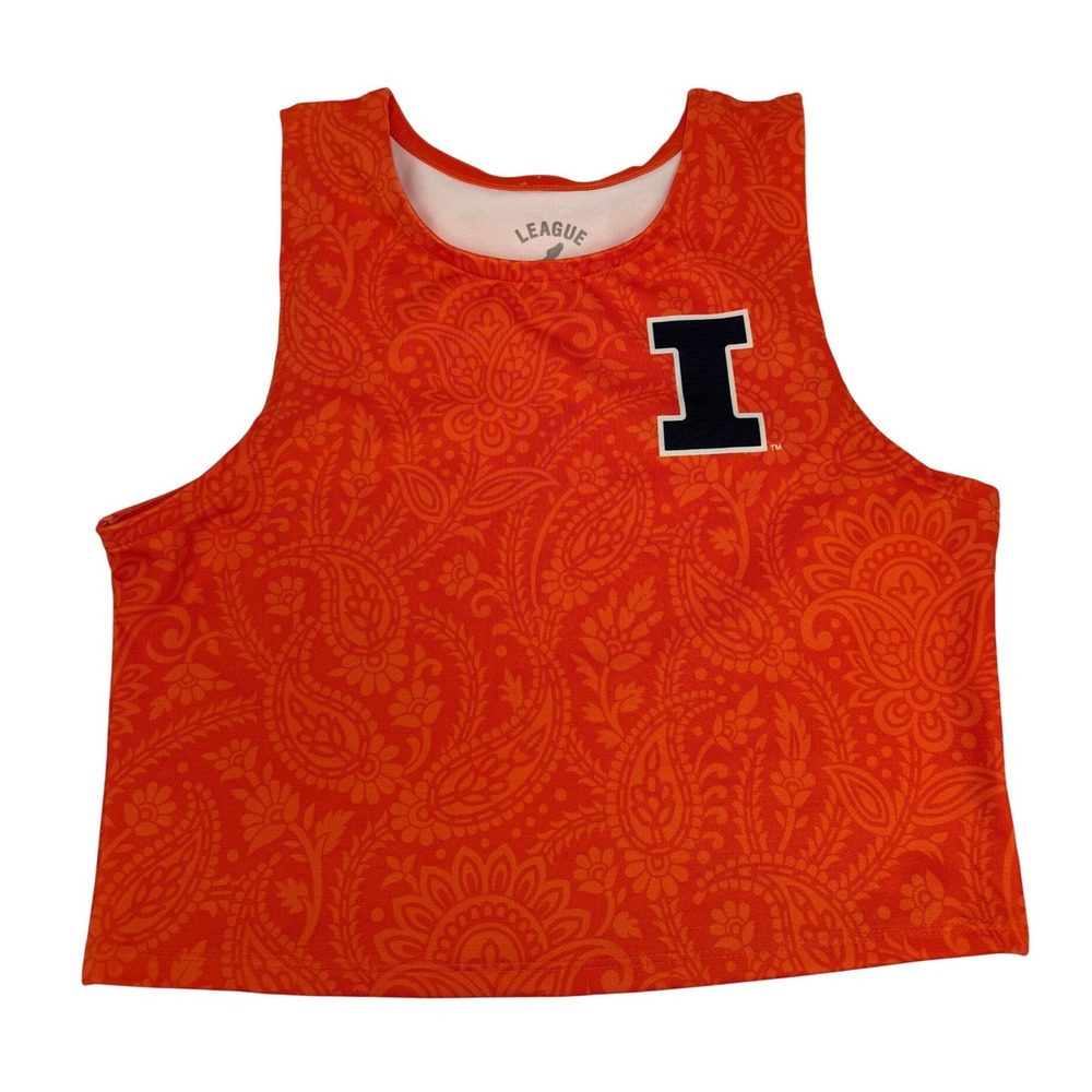 League University of Illinois Fighting Illini Crop Tank Top Orange Med - BC